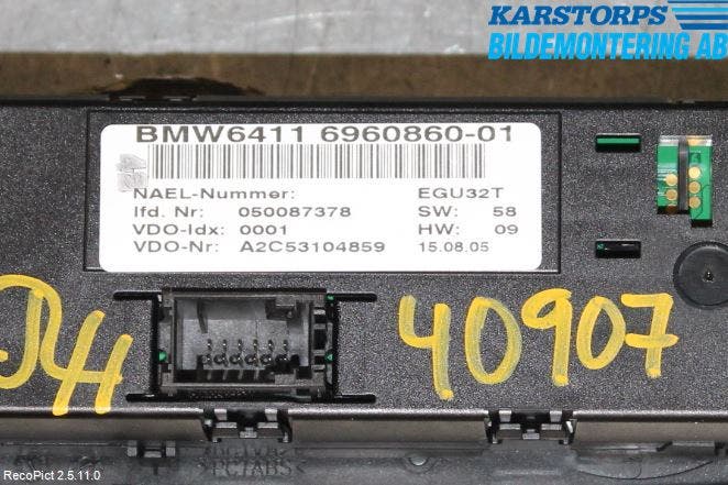 BMW 1 E87/81 5D/3D 03-11 Värmereglage