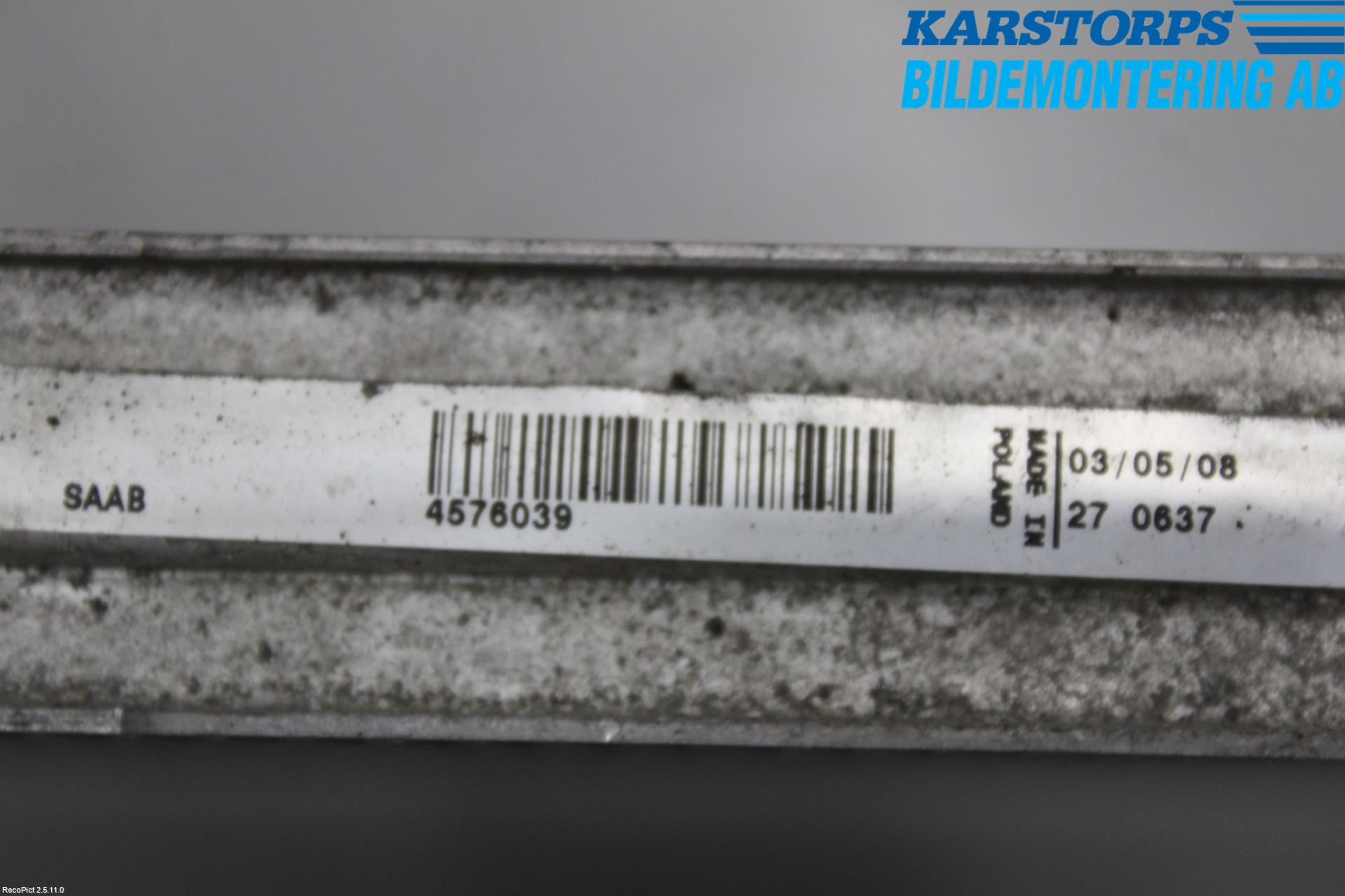 Saab 9-5     06-10 Laddluft-Intercooler Kyl