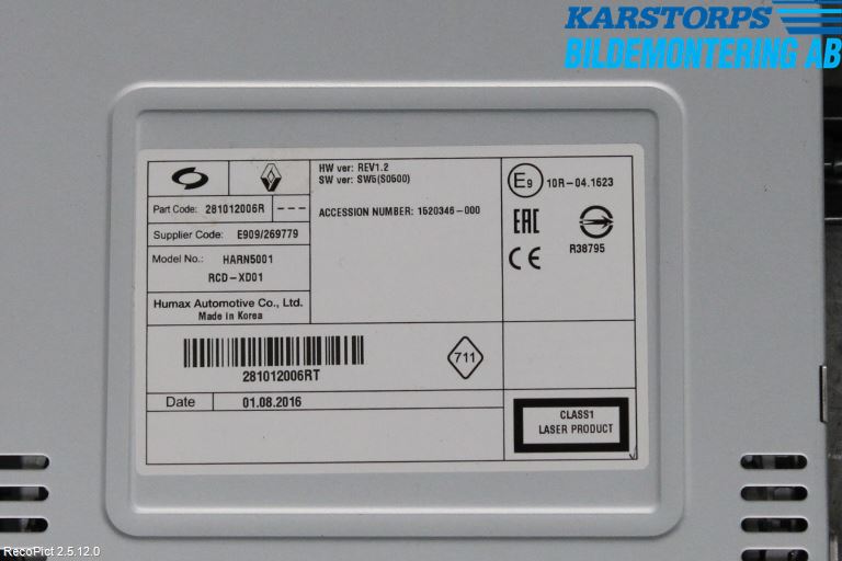 Renault TALISMAN 16-20 Cd Radio - Multimediapanel