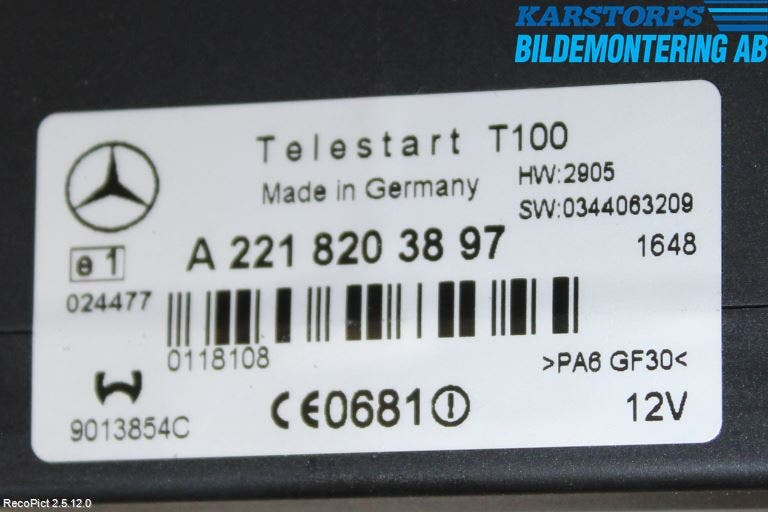 Mercedes-Benz MB S-KLASS (W221) 05-13 Styrenhet Bensin-Dieselvärmare