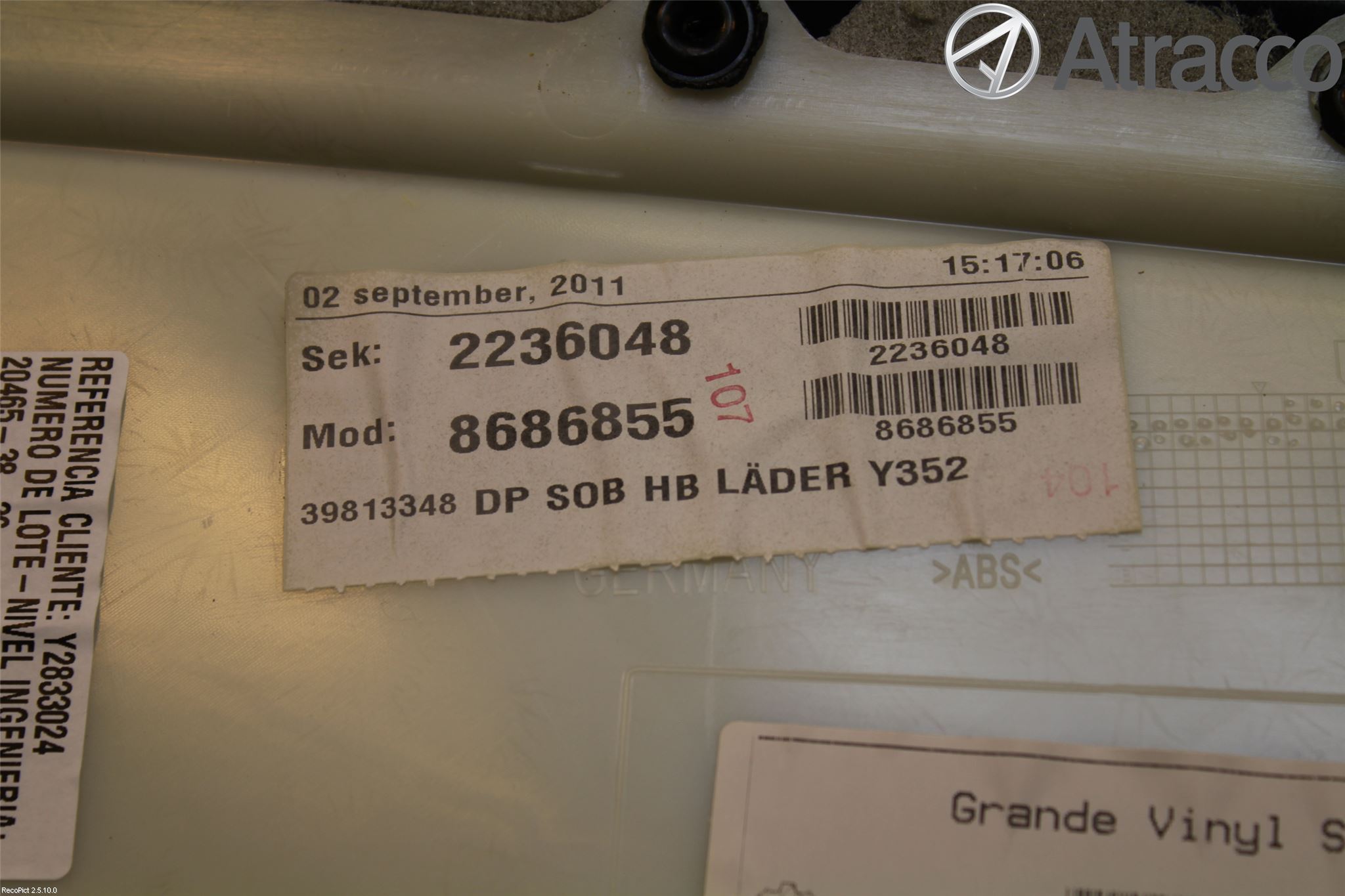 Volvo V60 11-13 Dörrklädsel Hö