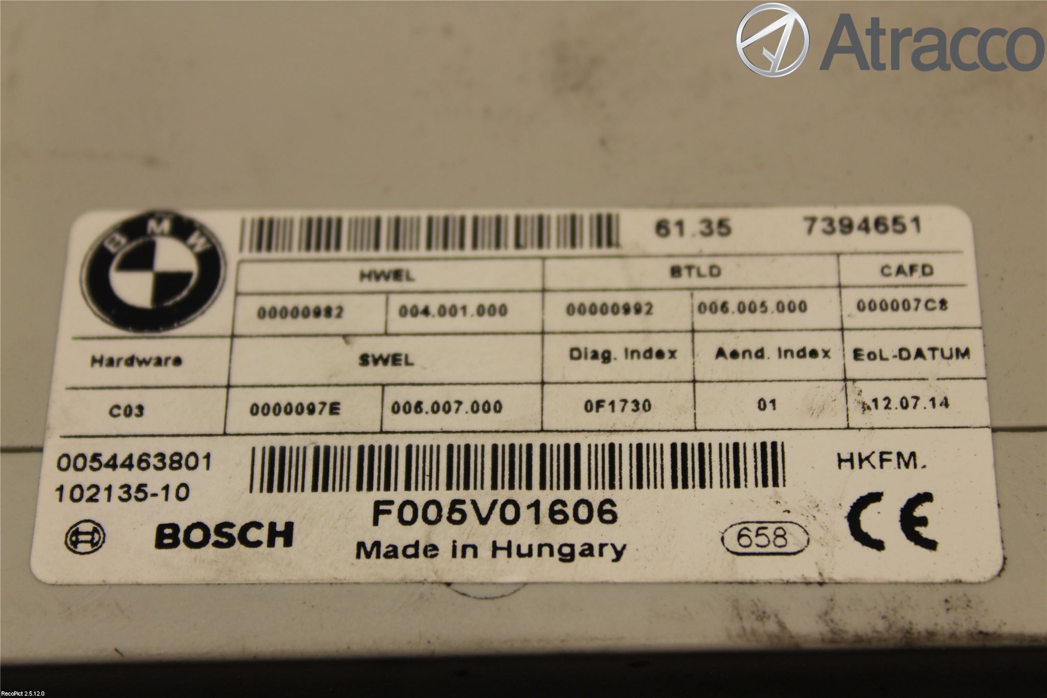 BMW 5 F10/F11/F18 09-17 Styrenhet Övrigt