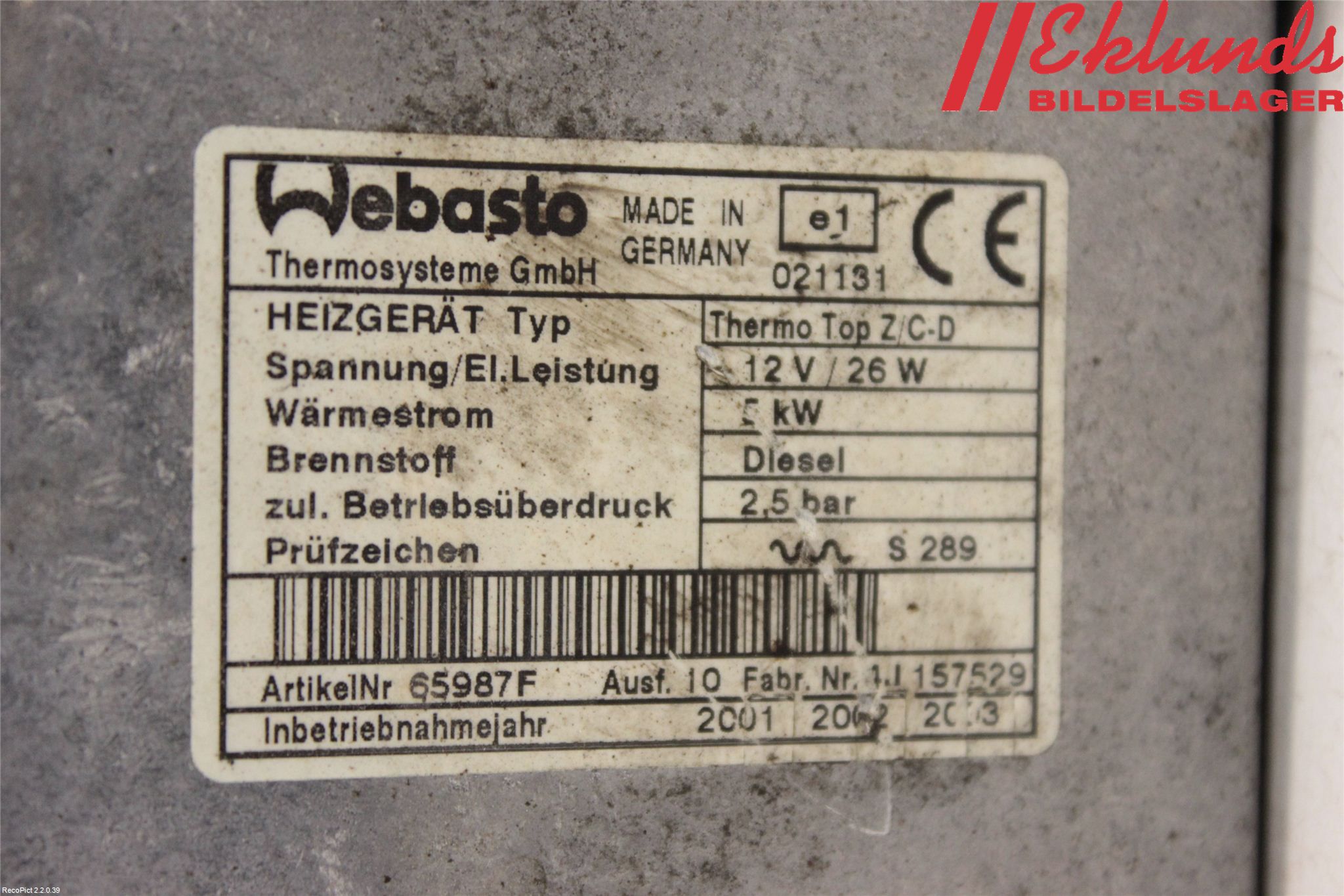 Fiat SCUDO -07 Dieselvärmare