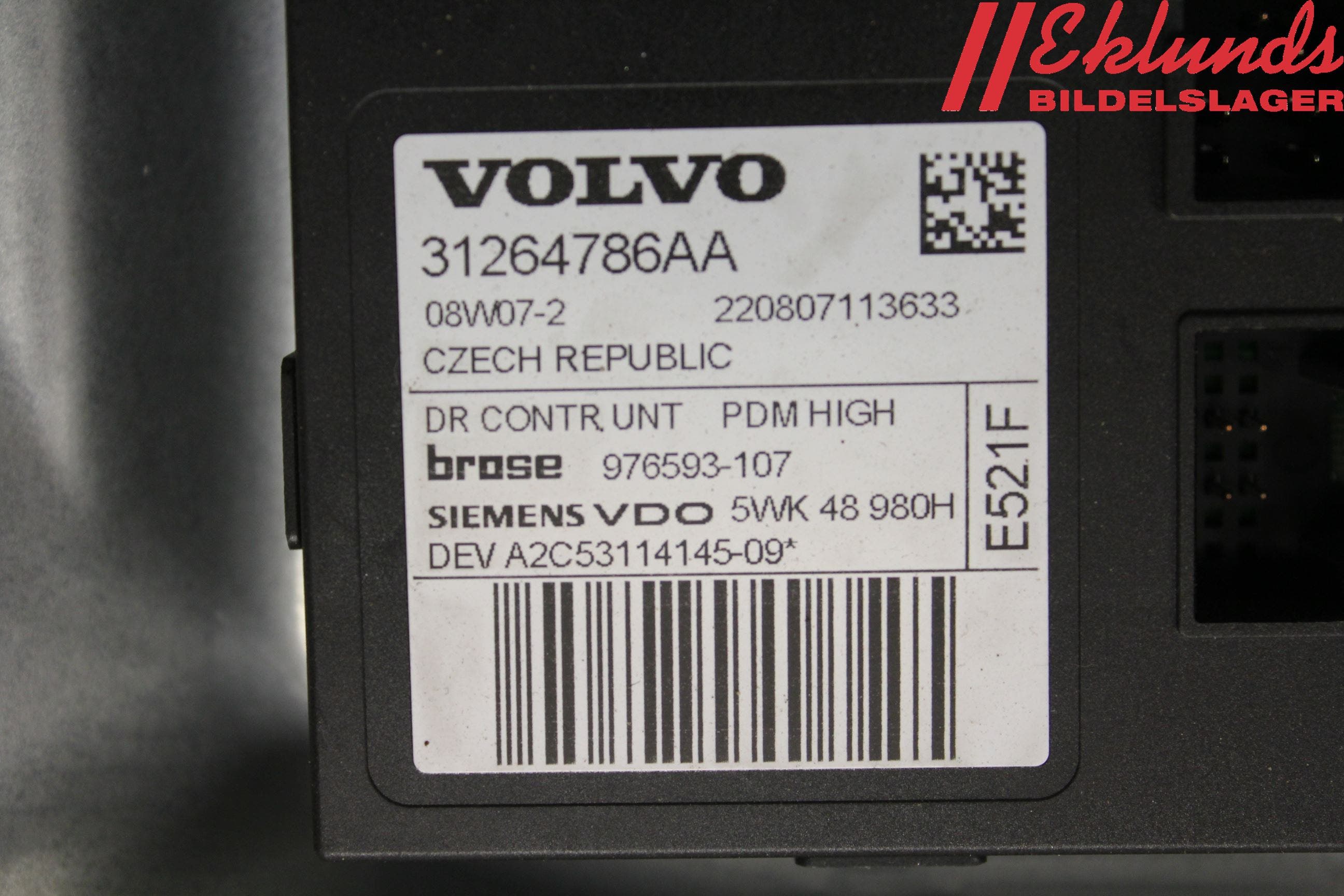 Volvo S40 08-12 Fönsterhiss El Kompl