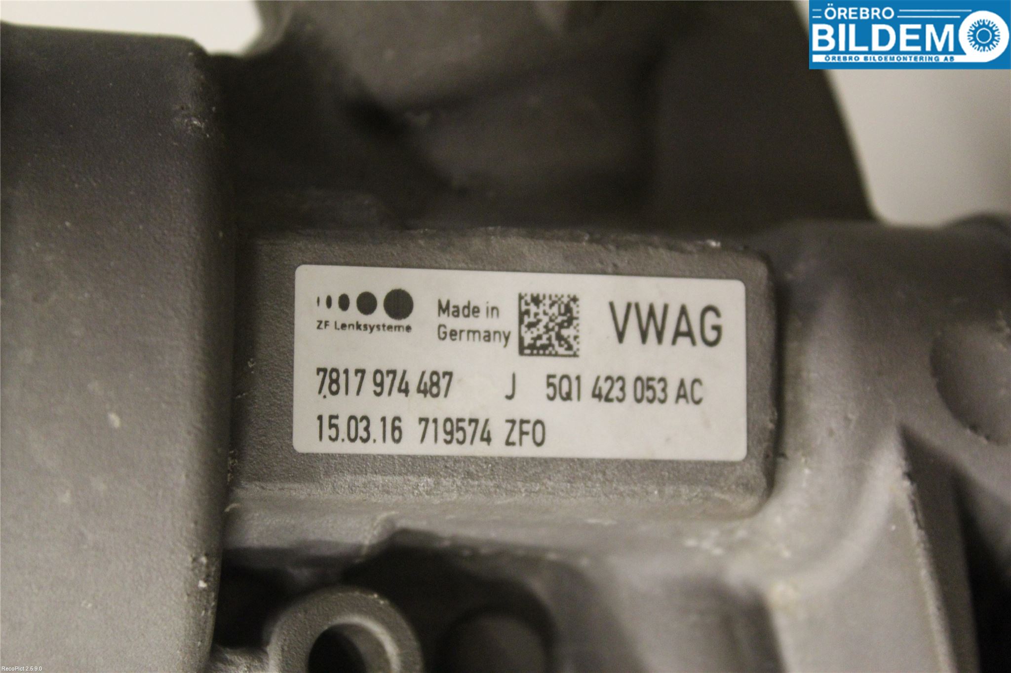 Volkswagen VW GOLF / E-GOLF VII 13-20 Styrväxel Servo -Snäcka