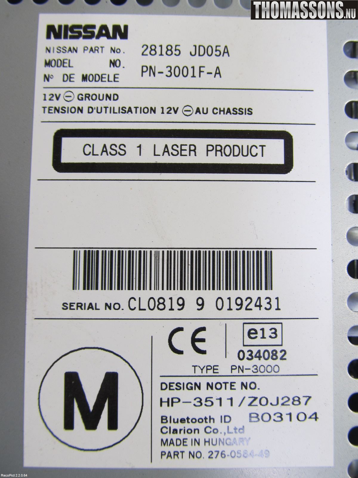 Nissan QASHQAI+2  08-10 Cd Radio - Multimediapanel