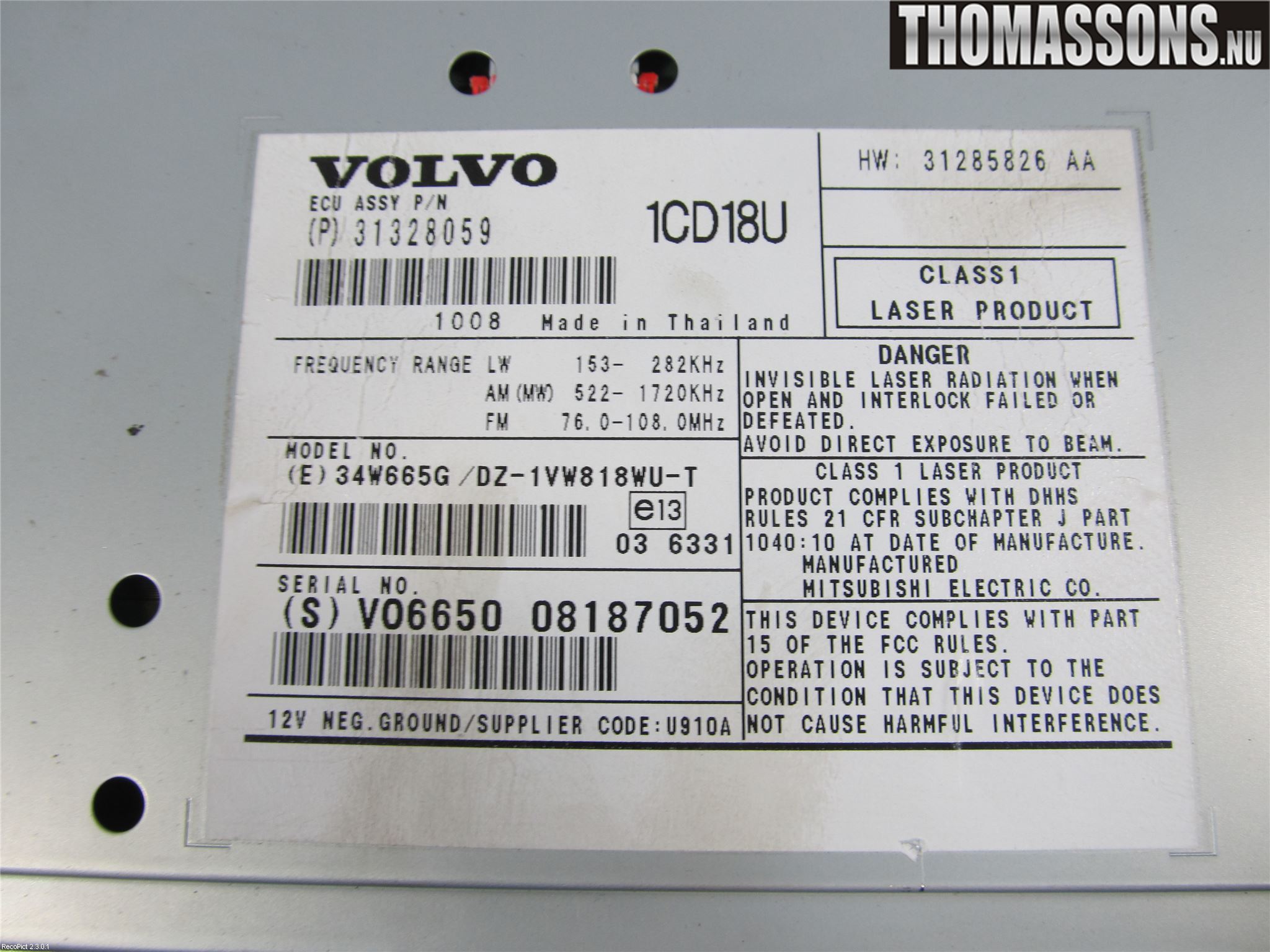 Volvo V50 08-12 Cd Radio - Multimediapanel