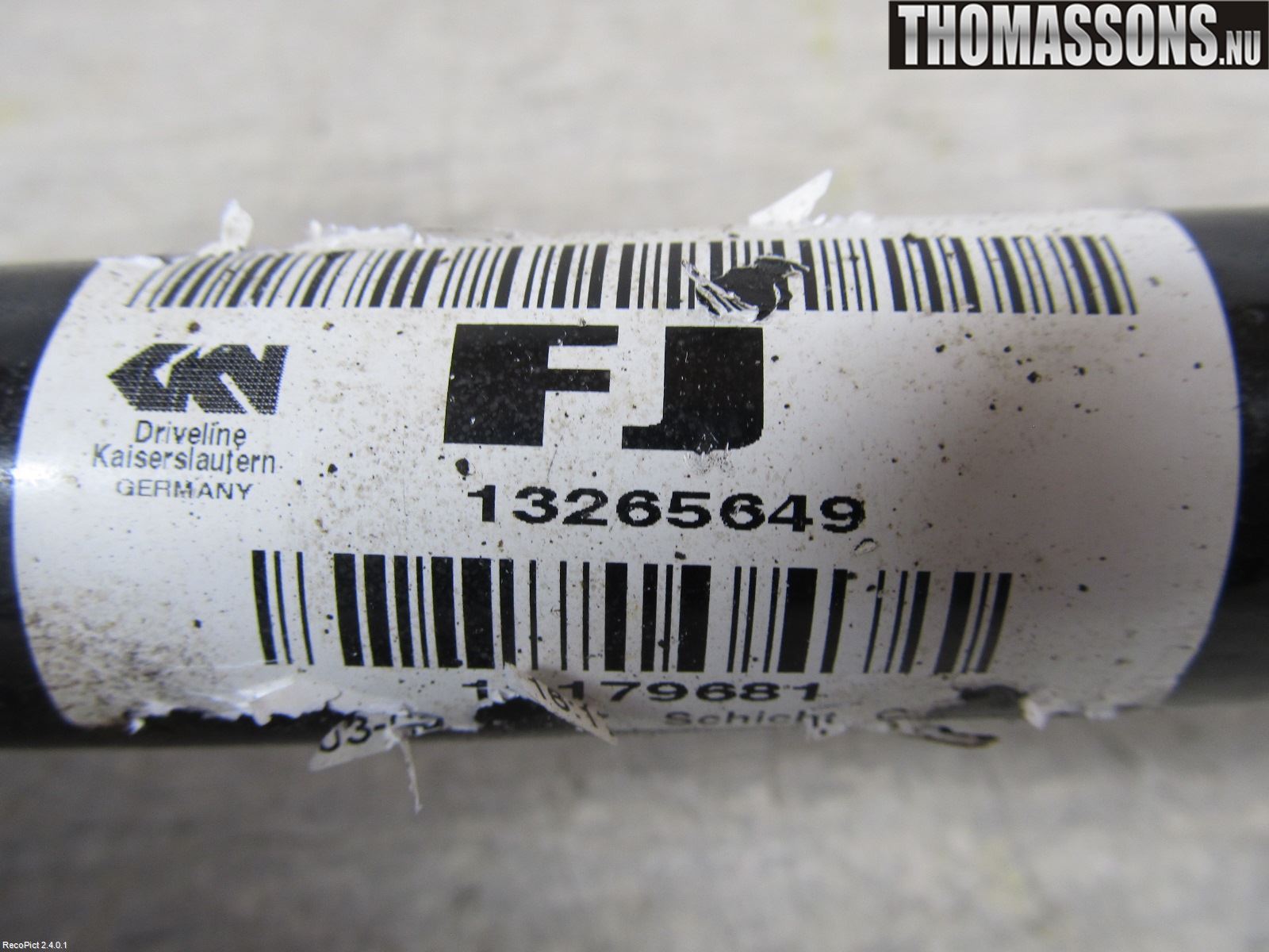 Opel INSIGNIA 09-16 Drivaxel Fram Vänster