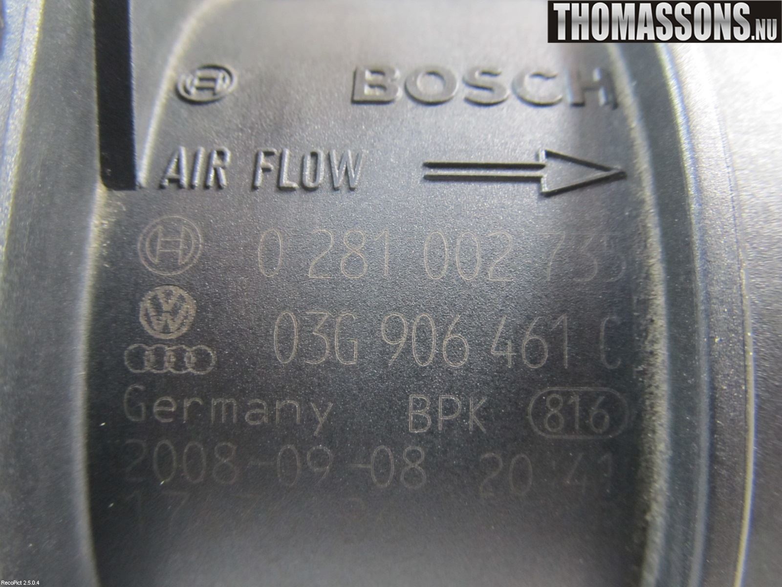 Volkswagen VW PASSAT CC 08-16 Injluftmassamätare