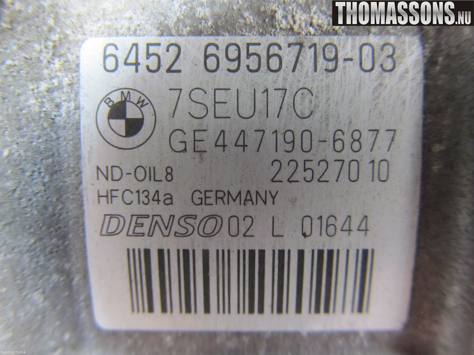 BMW 3 E90/91 SED/TOU 05-12 Ac Kompressor