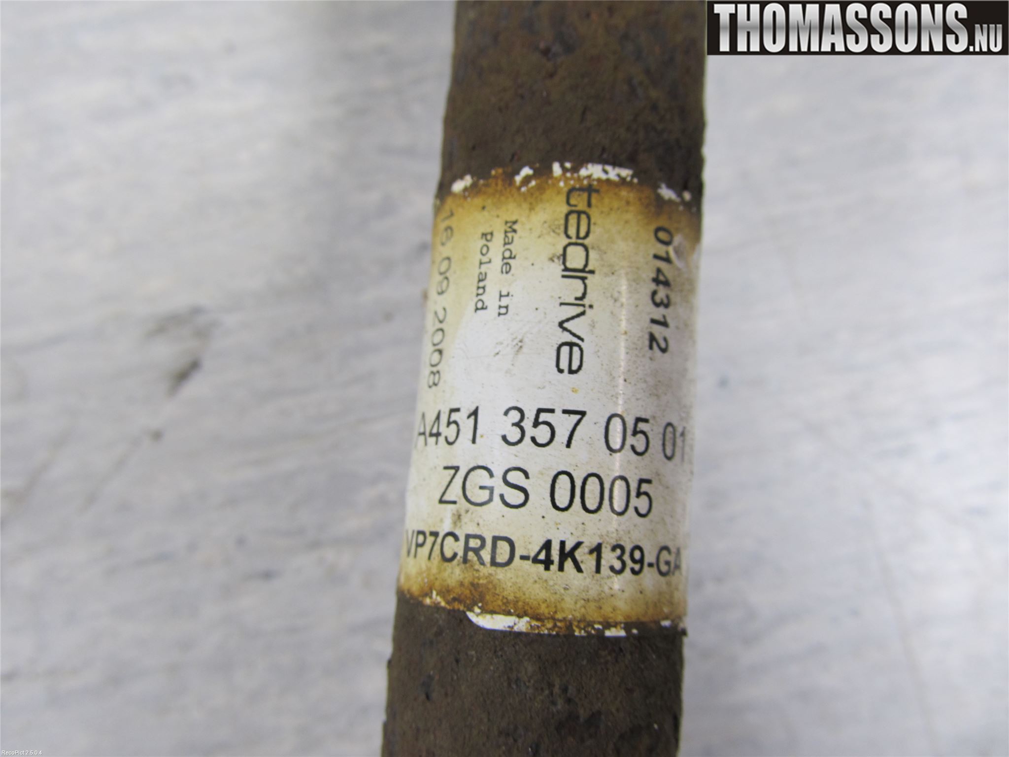 Smart FORTWO I 99-07 Drivaxel Bak Vänster