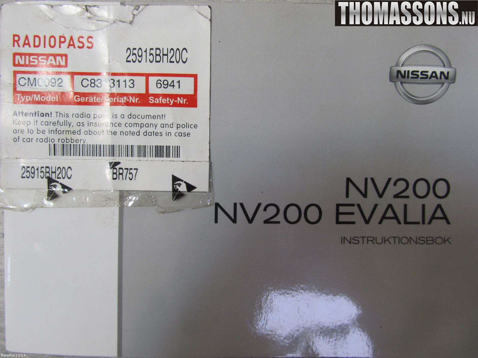 Nissan NV200/NV200 COMBI Cd Radio - Multimediapanel