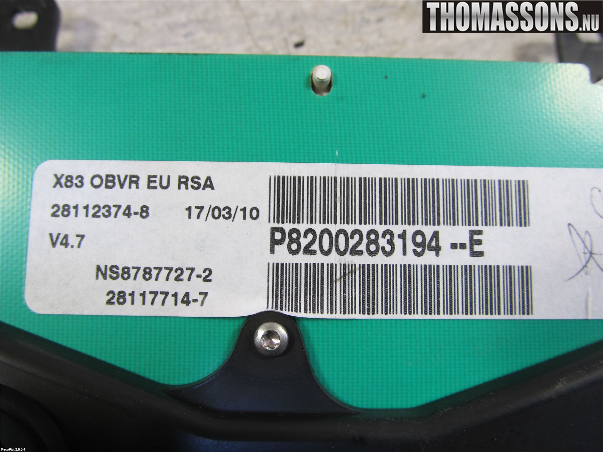 Nissan PRIMASTAR Instrument Komb