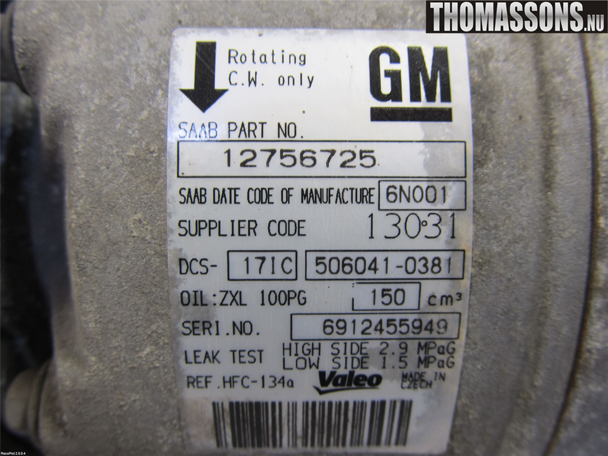 Saab 9-5     06-10 Ac Kompressor