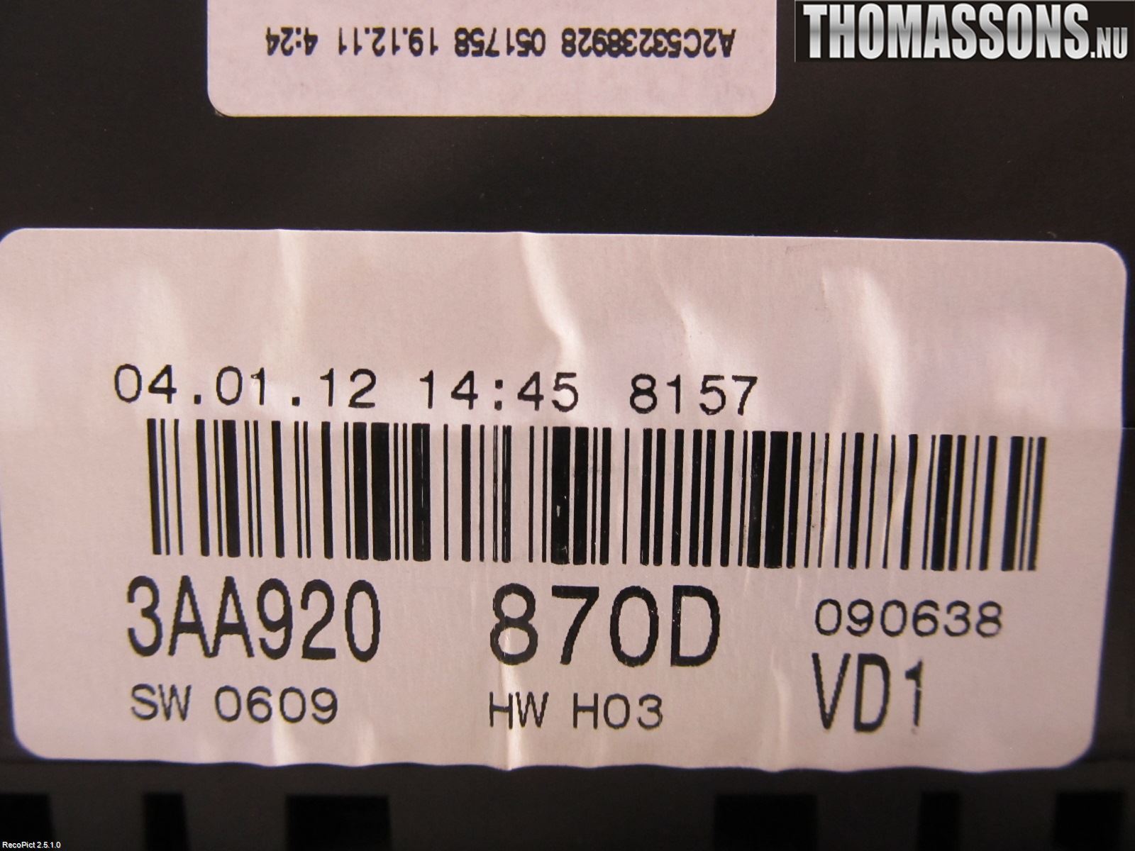 Volkswagen VW PASSAT 11-14 Instrument Komb