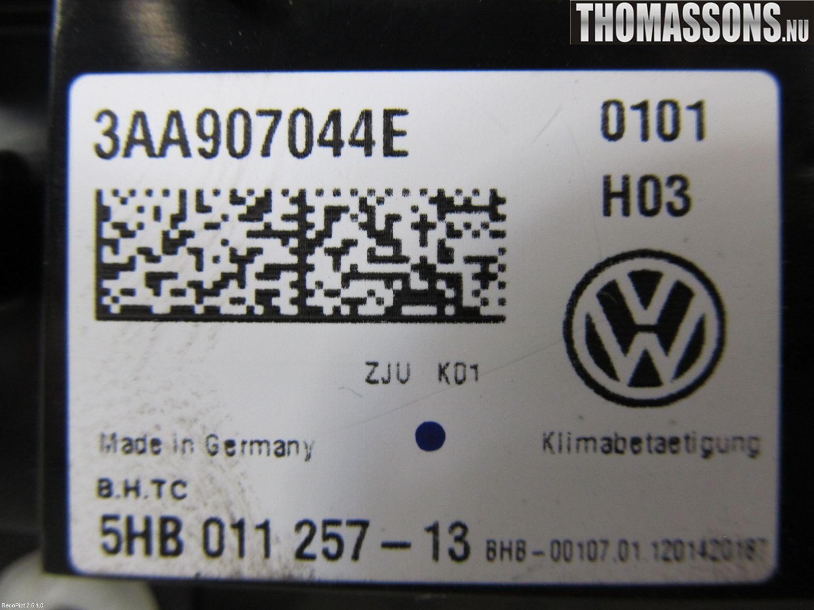 Volkswagen VW PASSAT 11-14 Ac Styrenhet Ac Manöveren