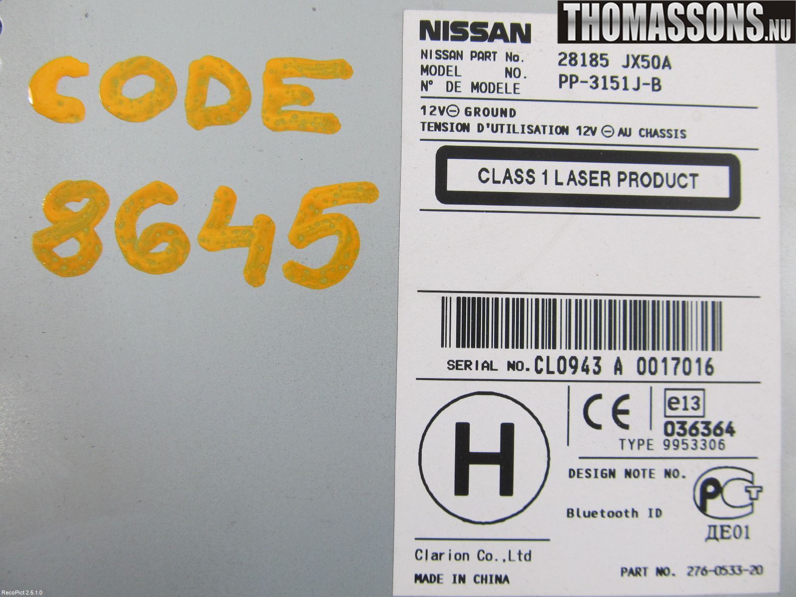 Nissan NV200/NV200 COMBI Cd Radio - Multimediapanel