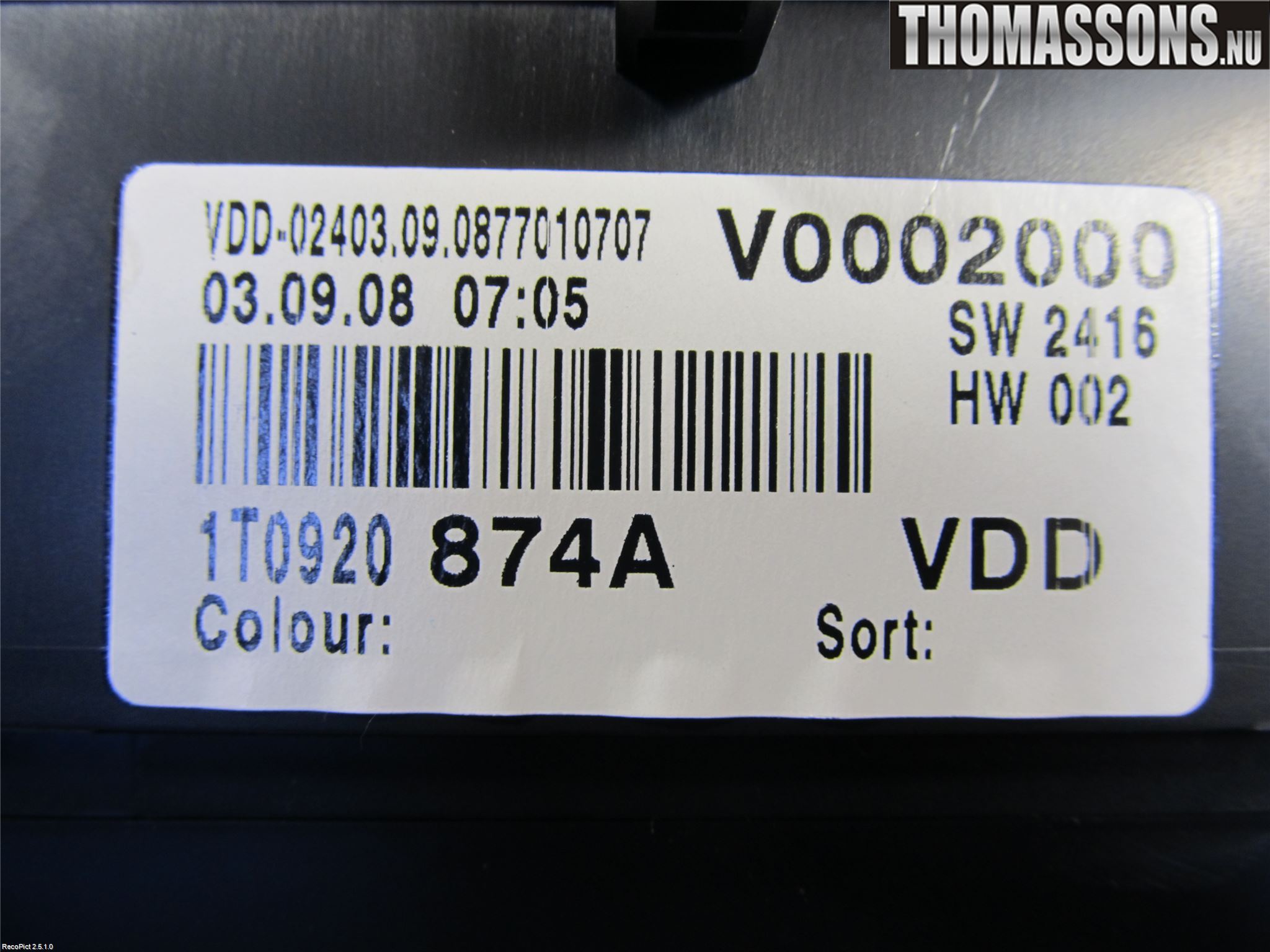 Volkswagen VW TOURAN 03-10 Instrument Komb