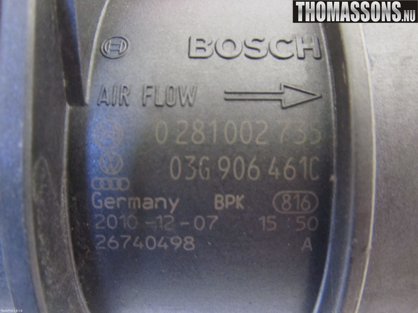 Audi A4/S4 08-11 Injluftmassamätare