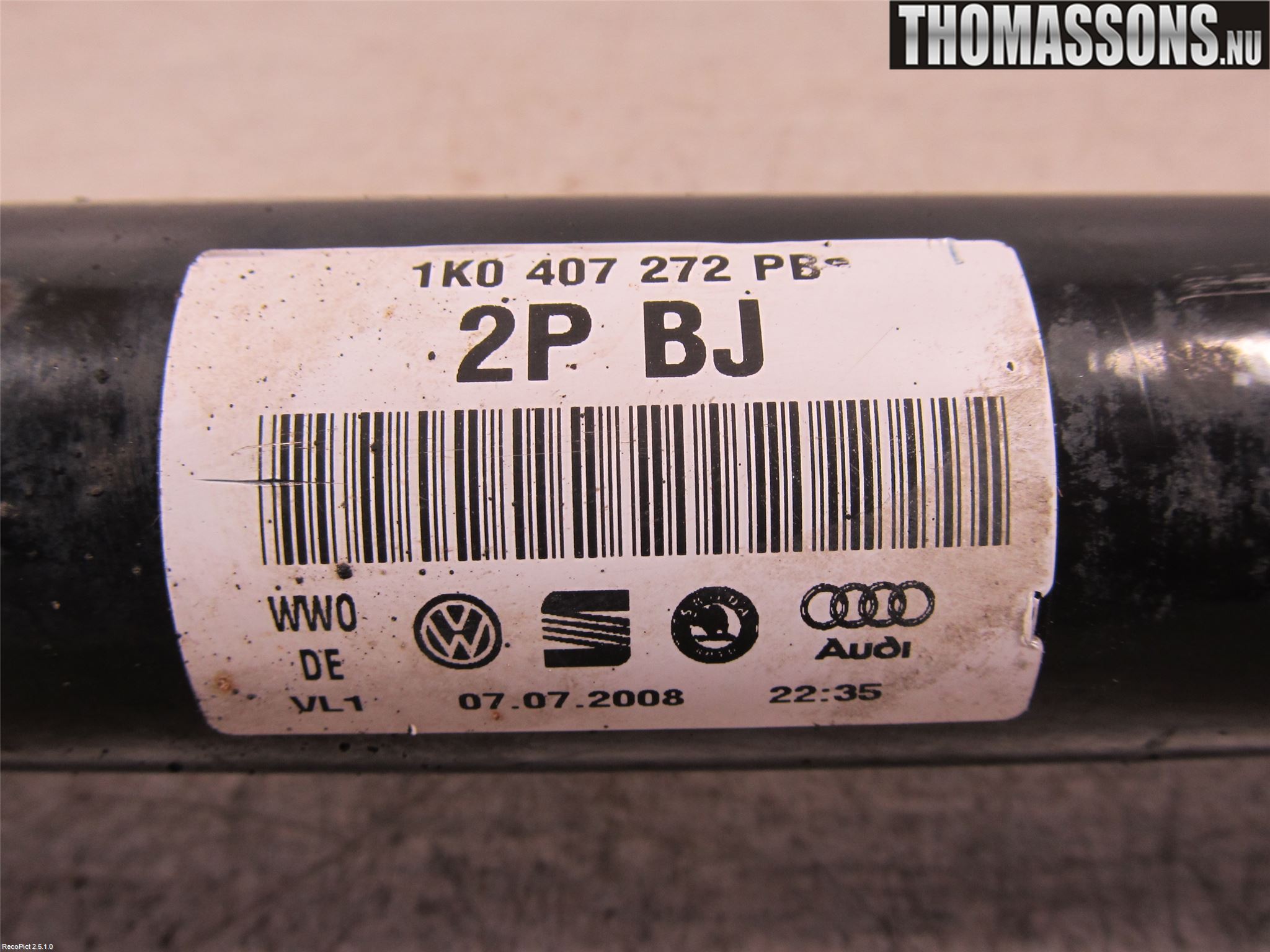 Audi A3/S3 05-13 Drivaxel Fram Höger