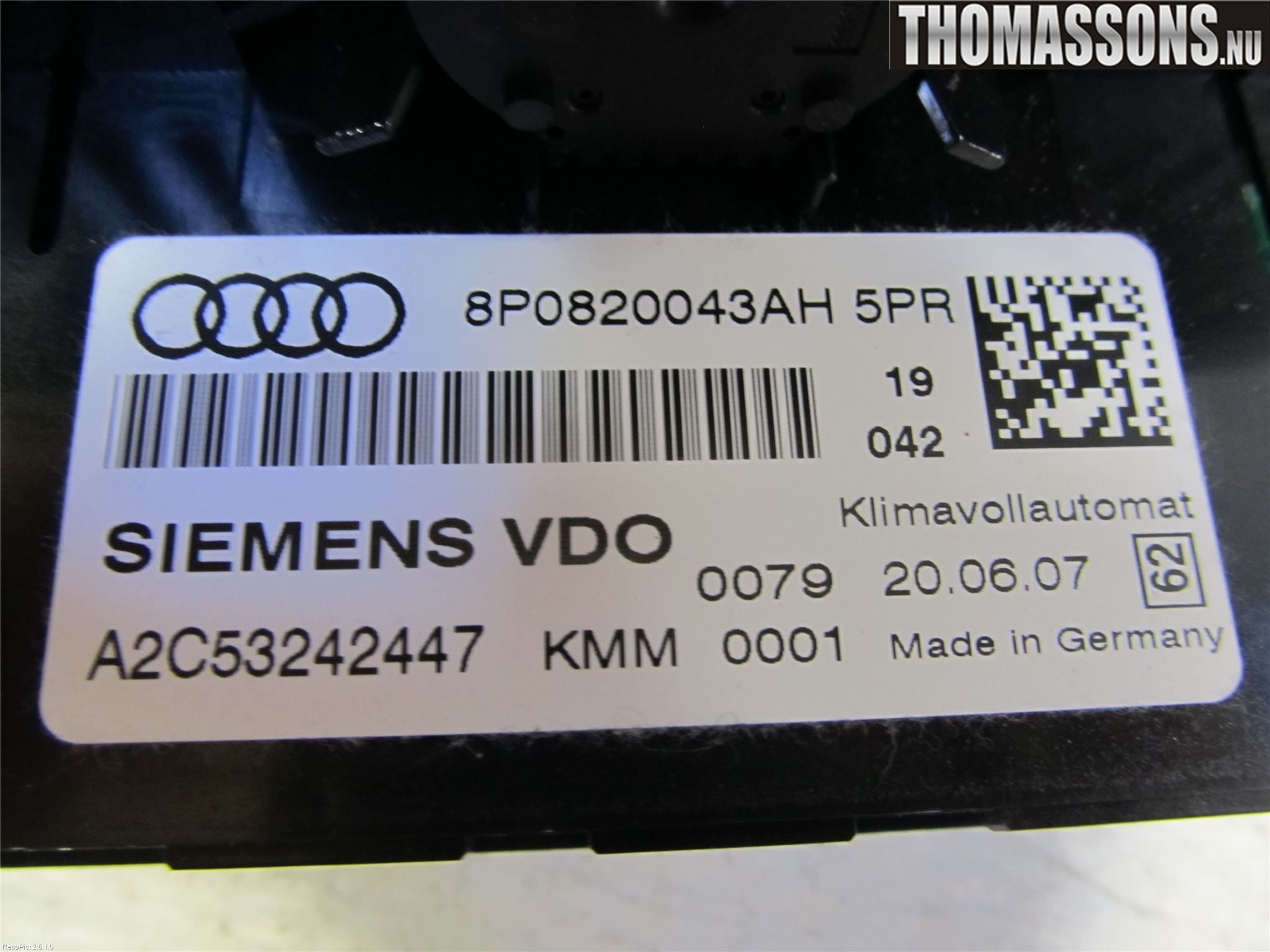 Audi A3/S3 05-13 Ac Styrenhet Ac Manöveren