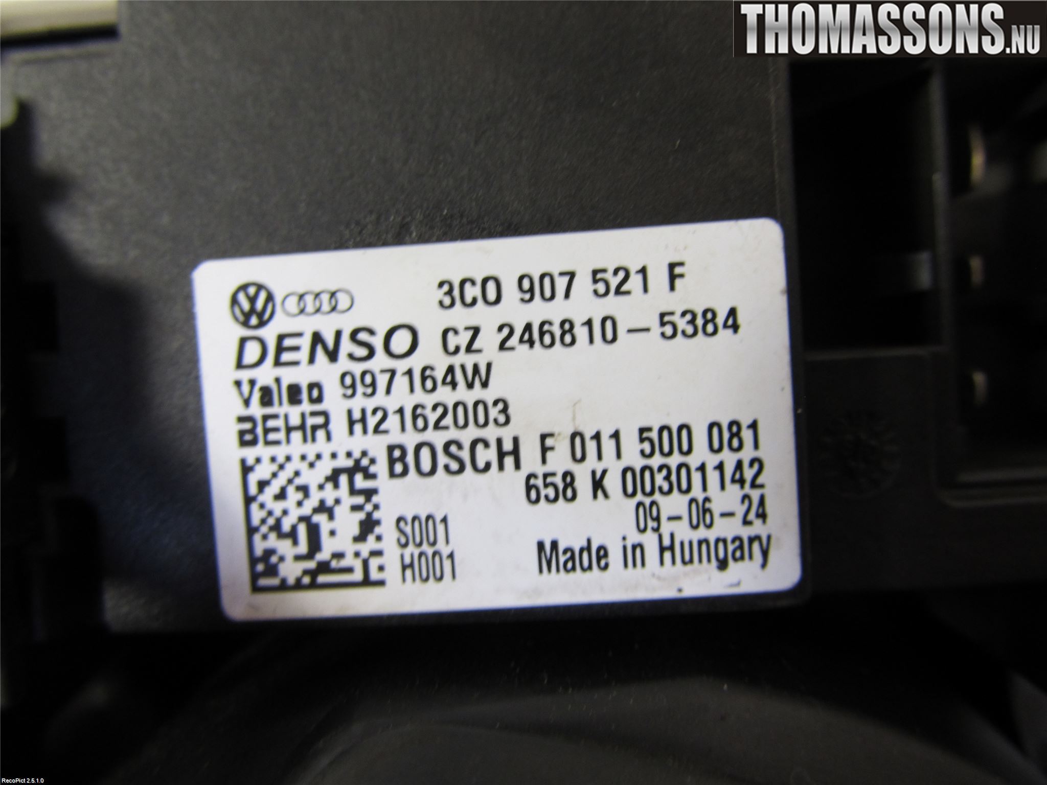 Volkswagen VW GOLF VI 09-13 Ac Värmefläkt