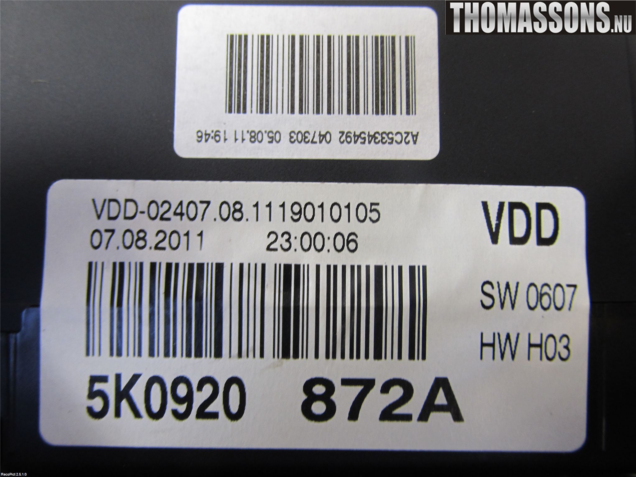 Volkswagen VW GOLF VI 09-13 Instrument Komb