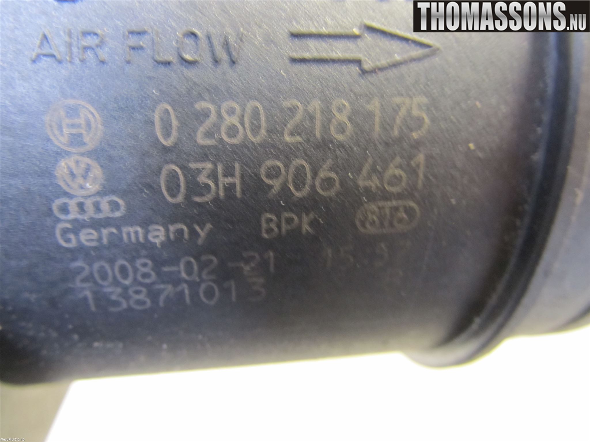 Volkswagen VW PASSAT 05-11 Injluftmassamätare