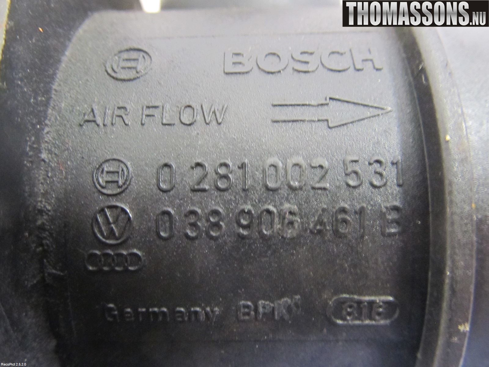 Volkswagen VW CADDY      04-10 Injluftmassamätare