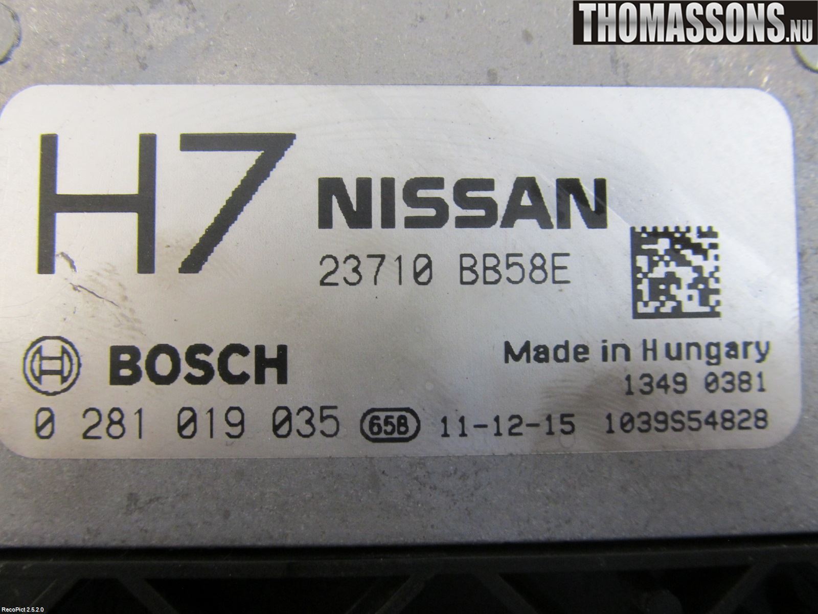Nissan QASHQAI 10-14 Styrenhet Insprut Bensin
