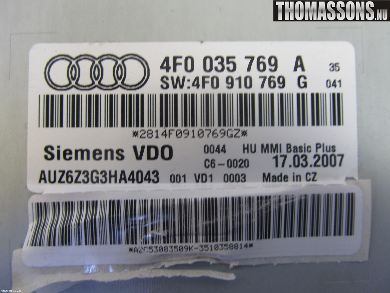 Audi A6/S6     05-11 Radio