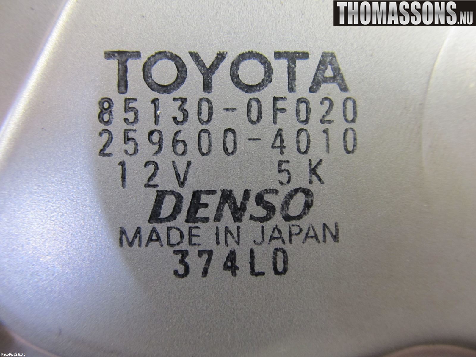 Toyota COROLLA VERSO 08-09 Torkarmotor Baklucka
