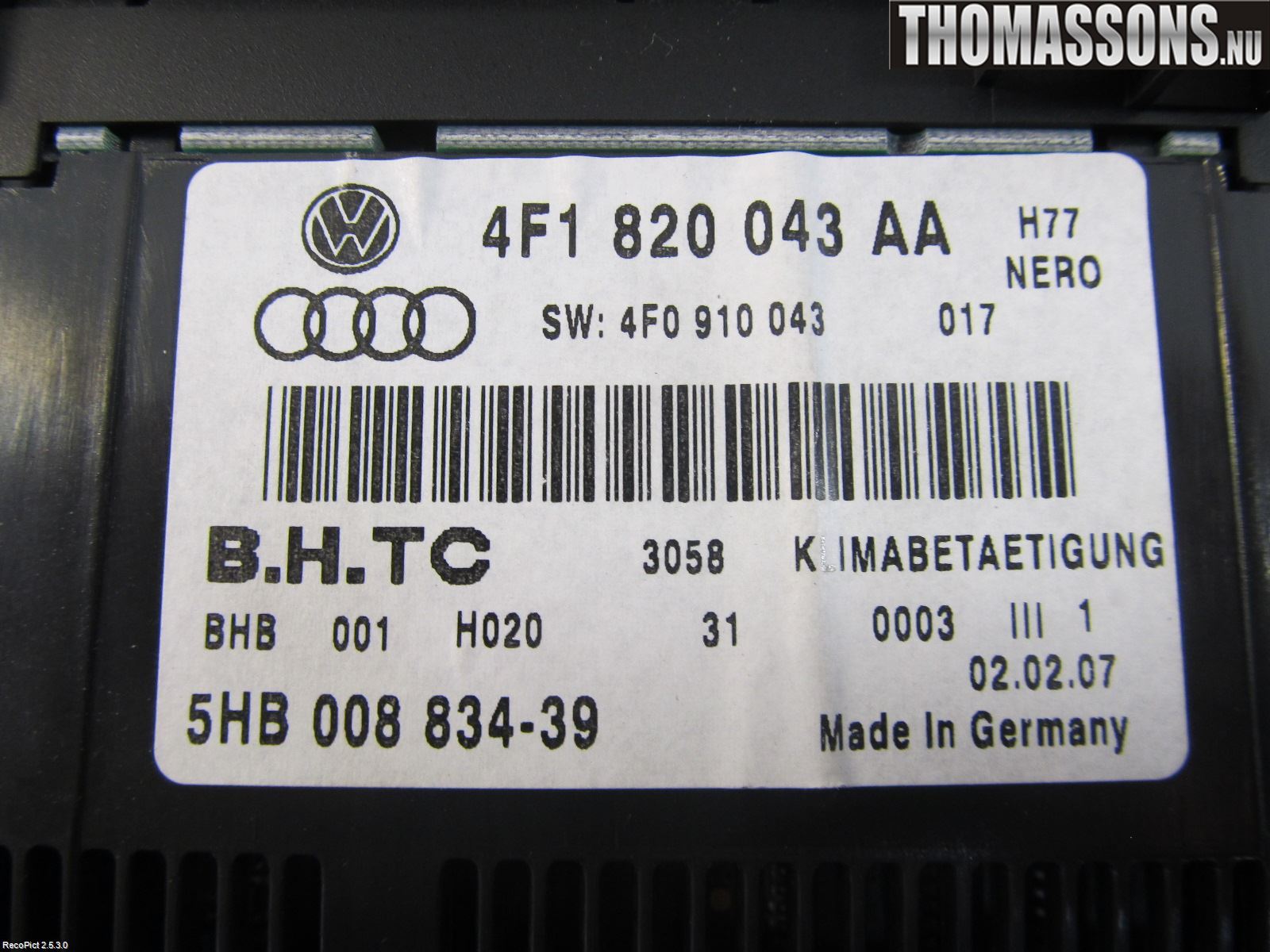 Audi A6/S6     05-11 Ac Styrenhet Ac Manöveren