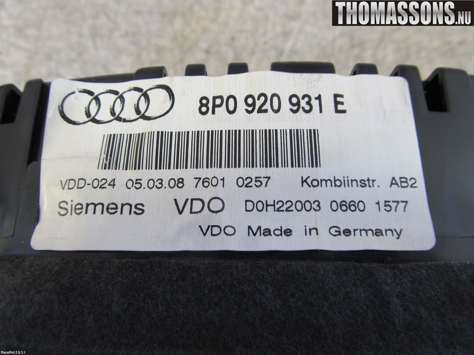 Audi A3/S3 05-13 Instrument Komb