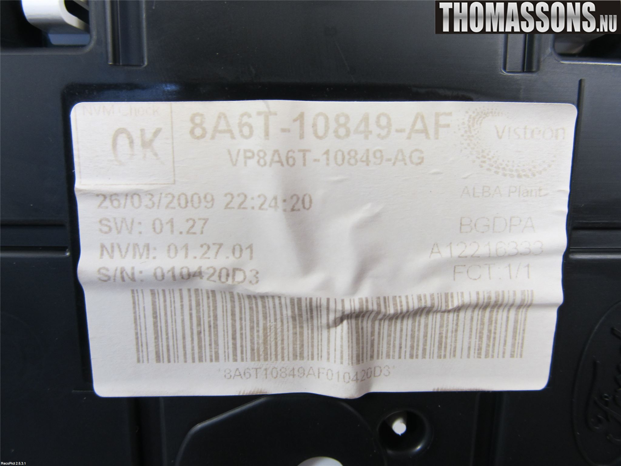 Ford FIESTA 09-12 Instrument Komb