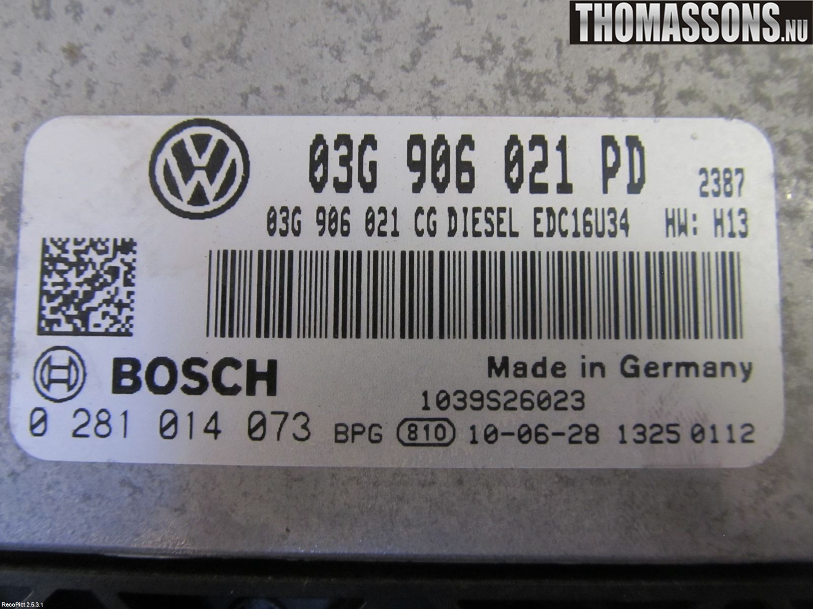 Volkswagen VW CADDY      04-10 Styrenhet Insprut Bensin