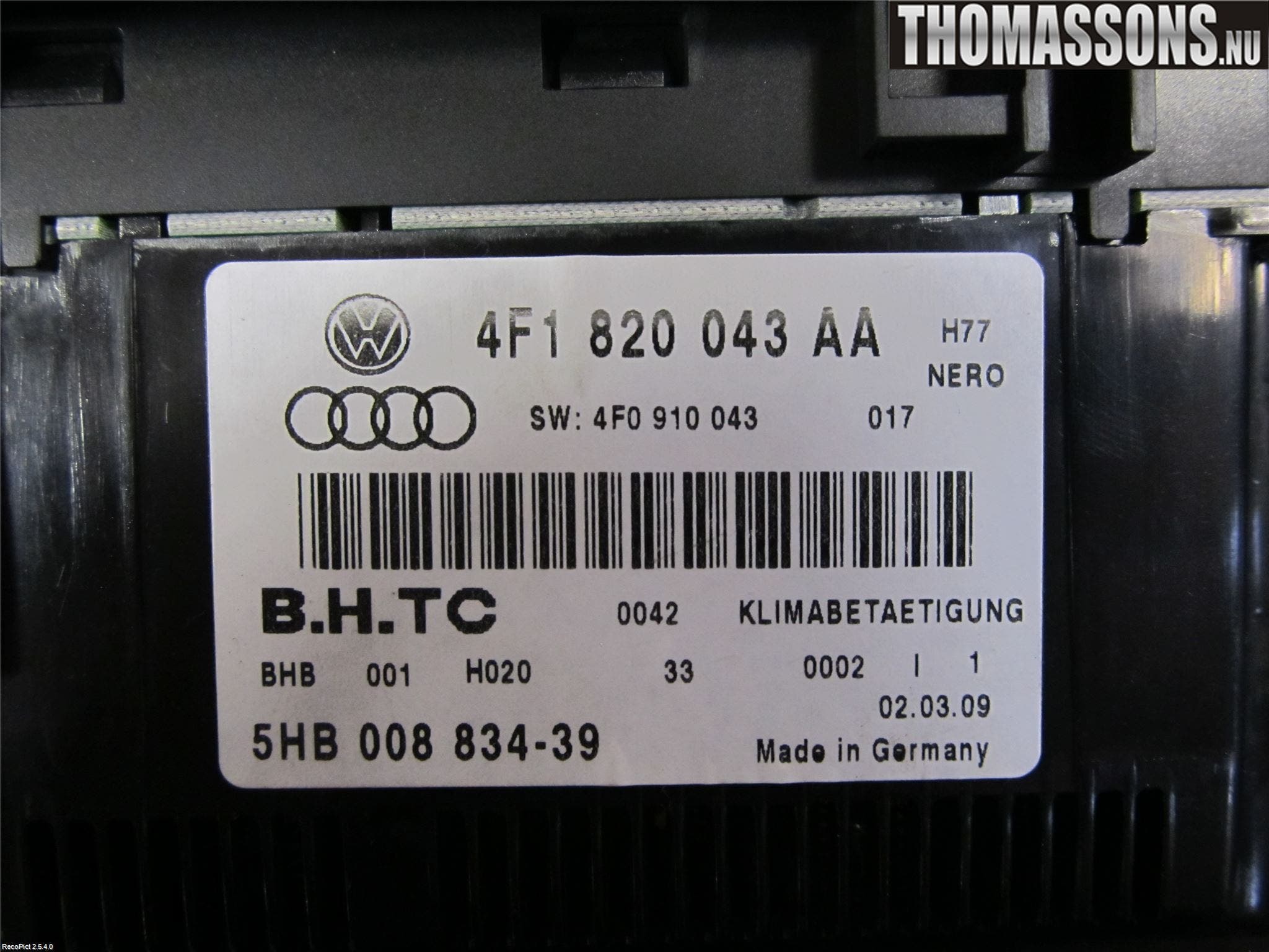 Audi A6/S6     05-11 Värmereglage