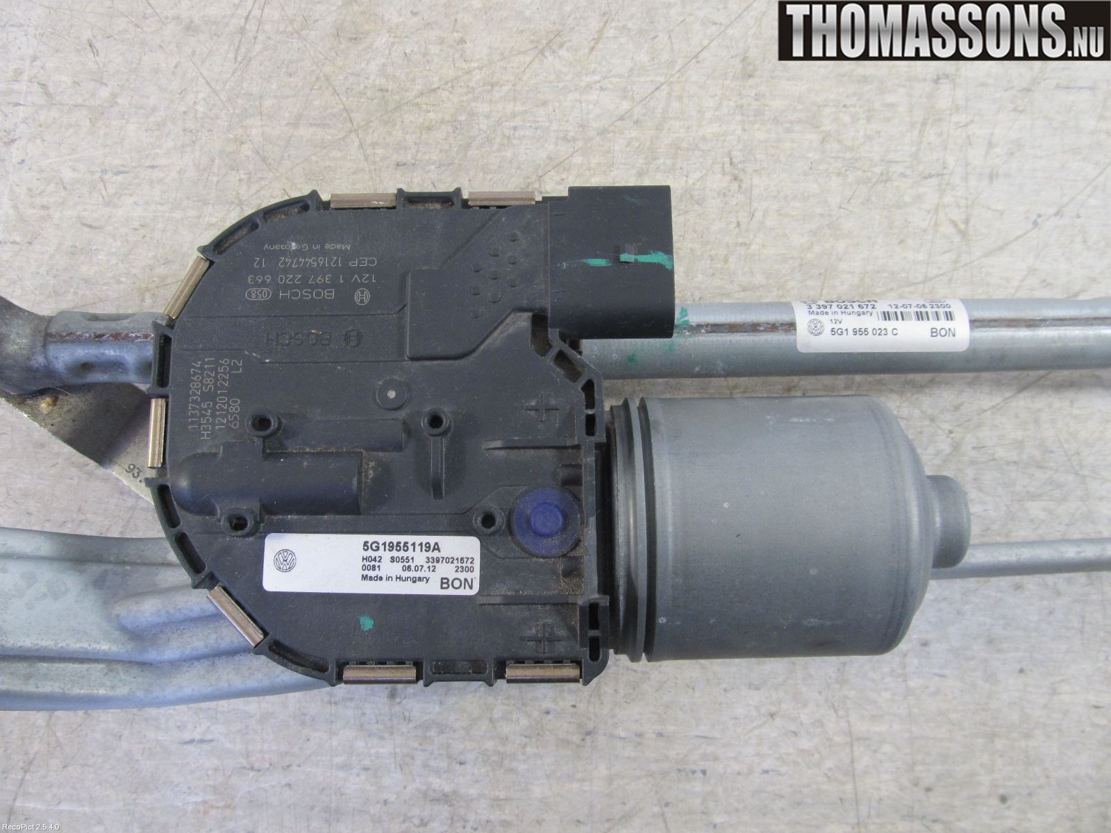 Volkswagen VW GOLF / E-GOLF VII 13-20 Torkarmotor Vindruta