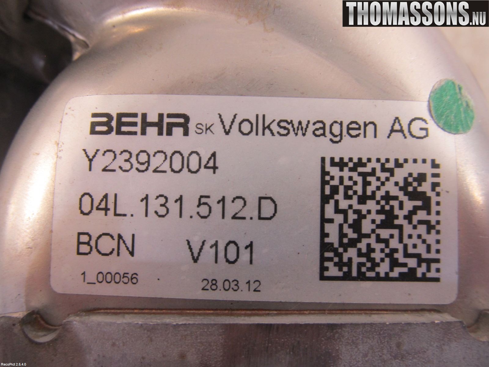 Volkswagen VW GOLF / E-GOLF VII 13-20 Avgaskylare