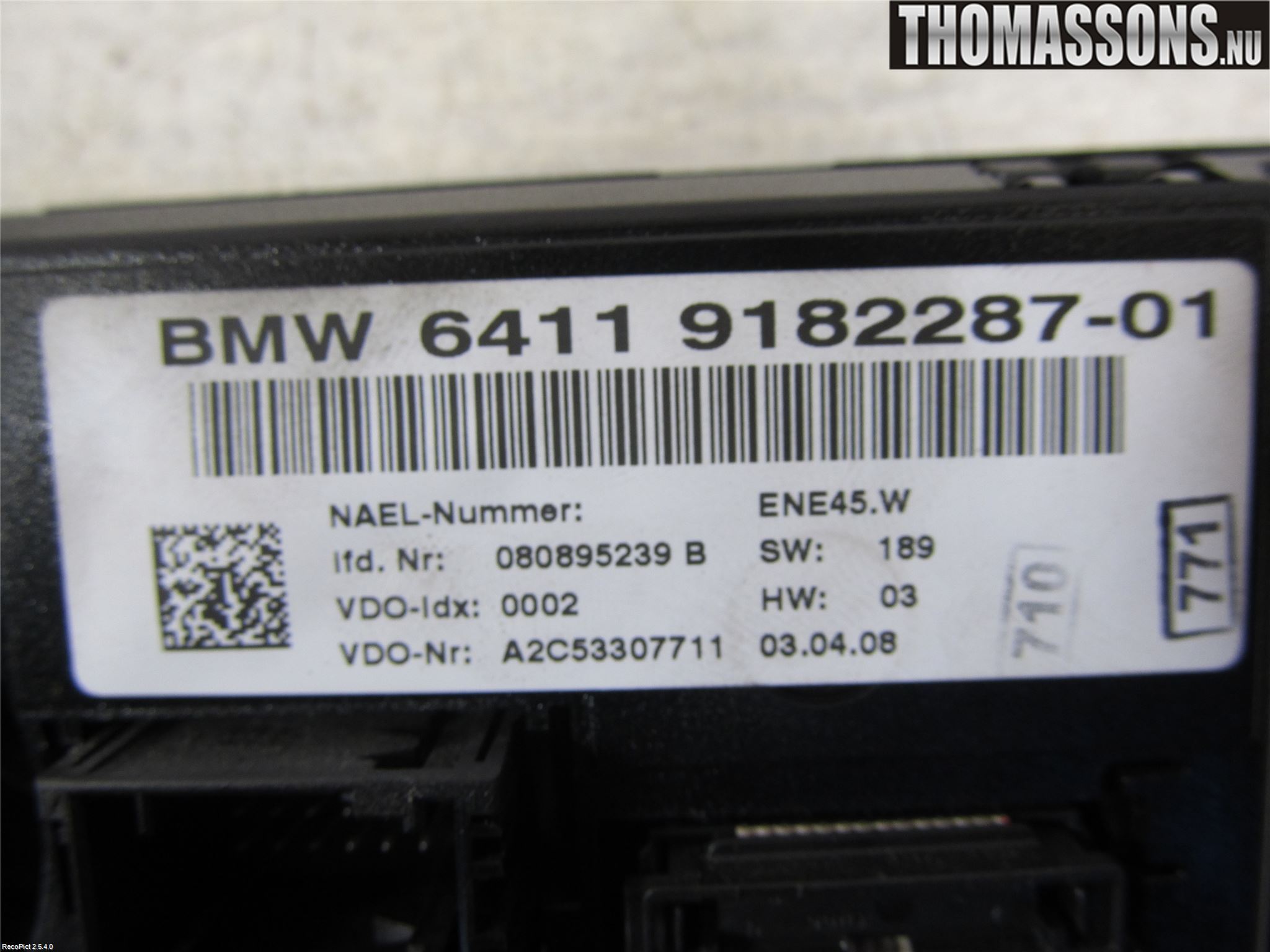 BMW 1 E87/81 5D/3D 03-11 Värmereglage