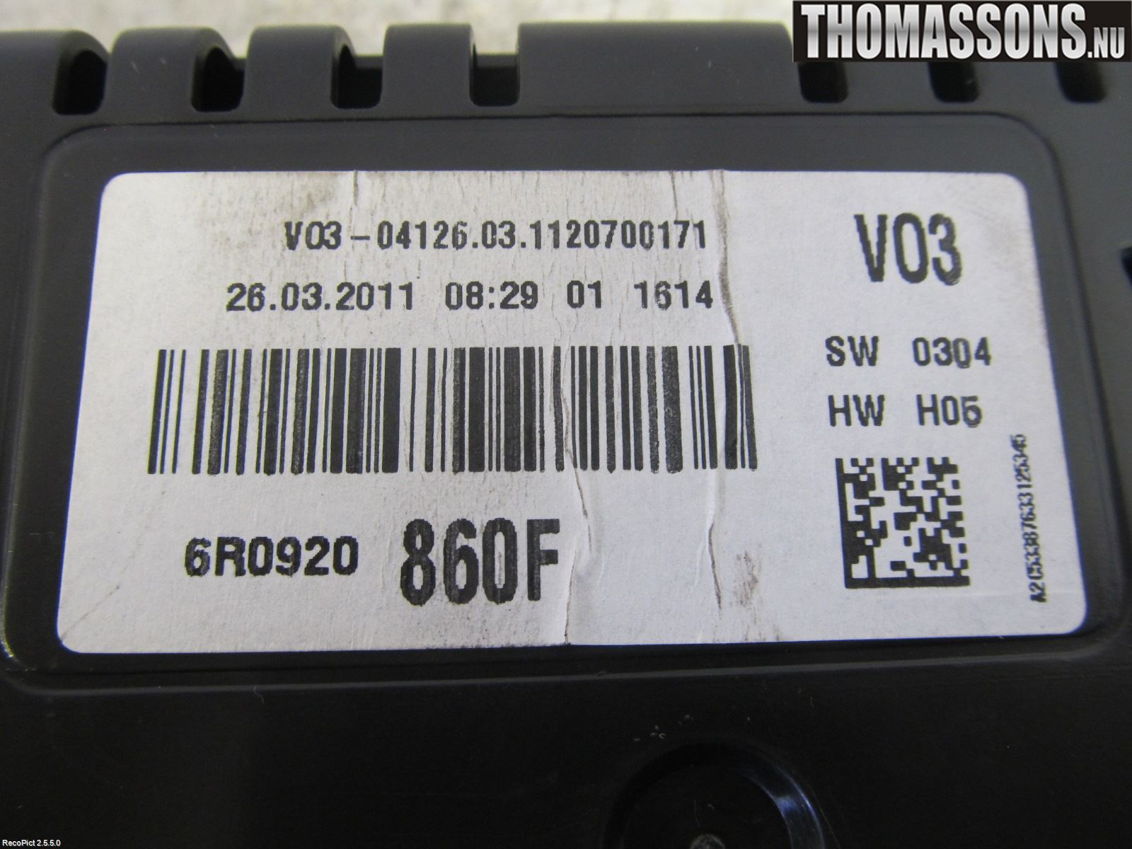 Volkswagen VW POLO 10-17 Instrument Komb