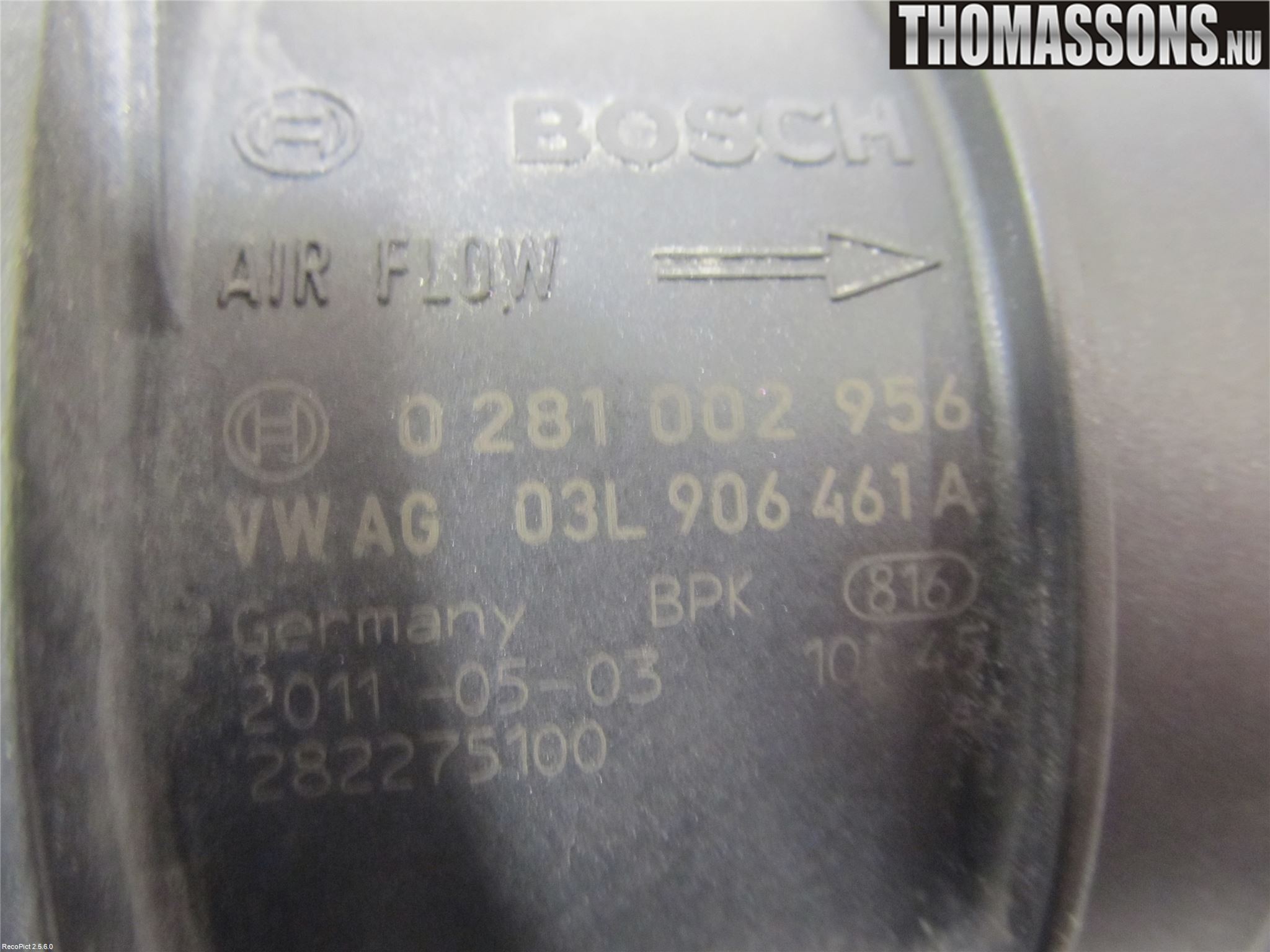 Volkswagen VW TOURAN 10-15 Injluftmassamätare