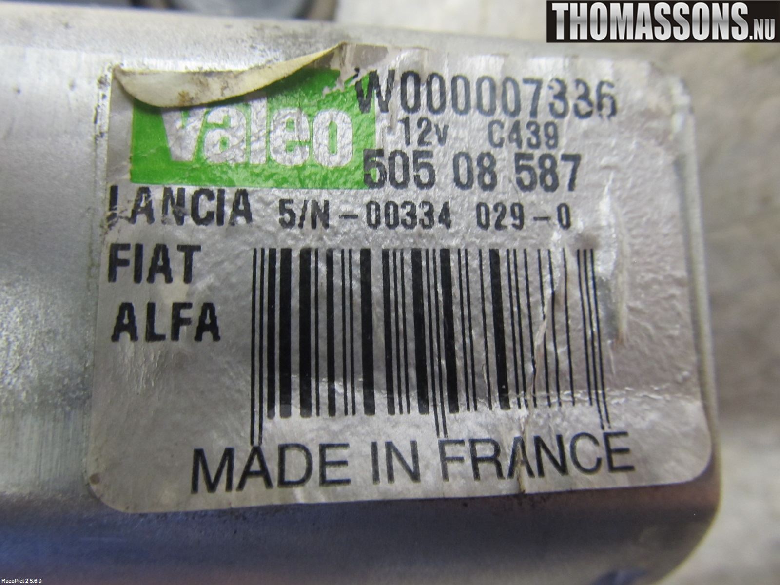 Alfa Mi.To 09-17 Torkarmotor Baklucka