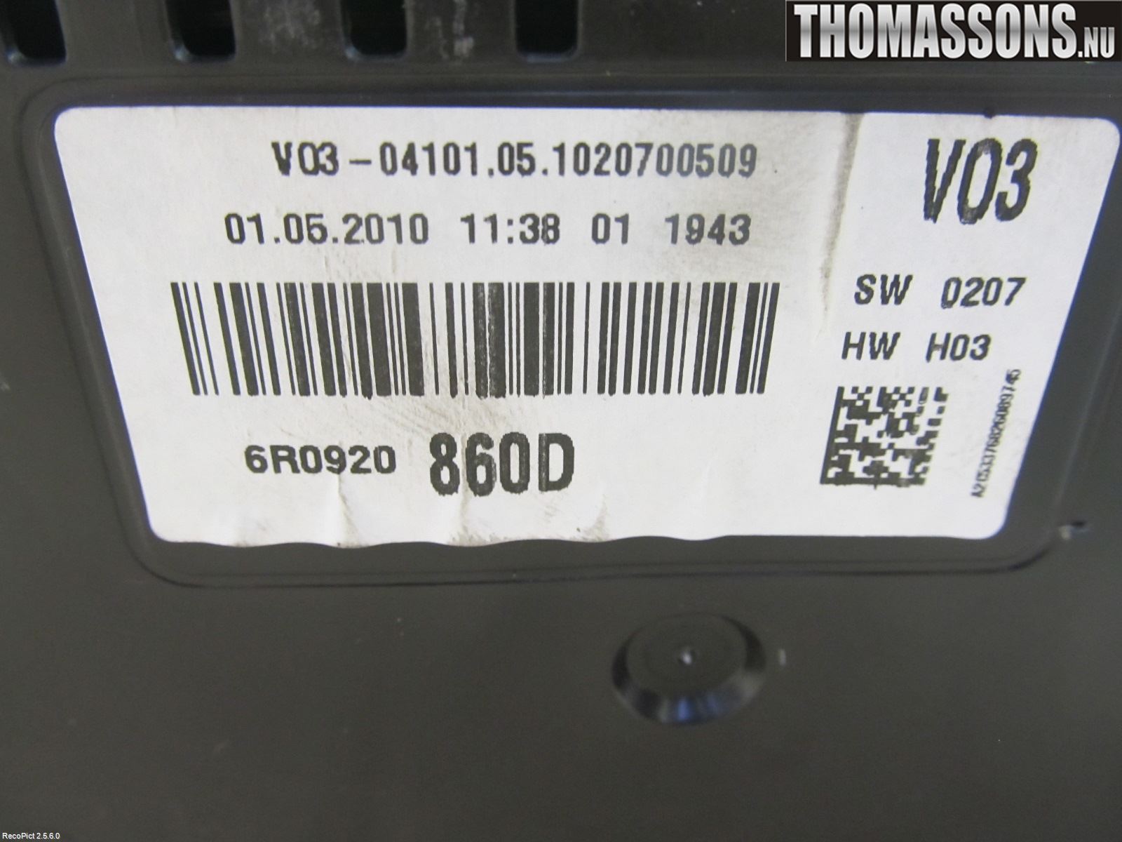 Volkswagen VW POLO 10-17 Instrument Komb