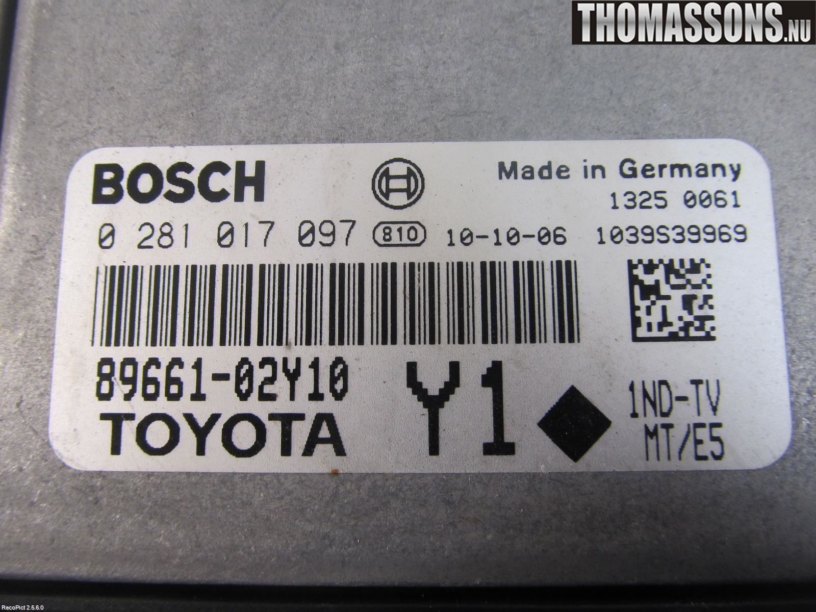 Toyota AURIS 10-12 Styrenhet Insprut Bensin