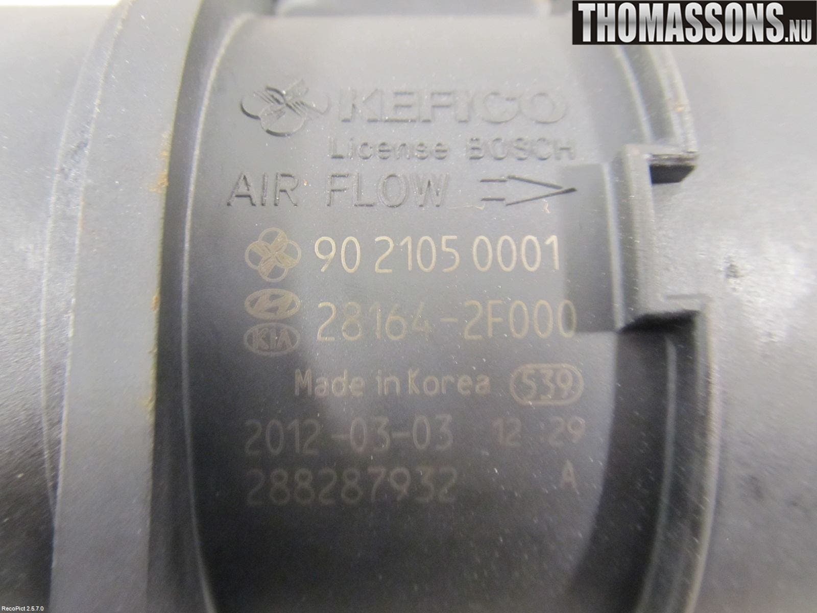 Kia SORENTO 10-14 Injluftmassamätare