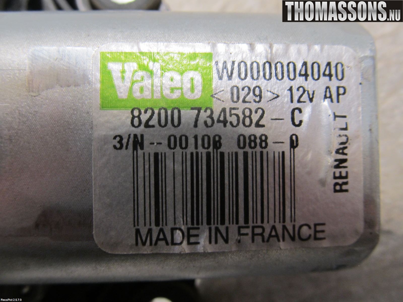 Dacia DUSTER 10-17 Torkarmotor Baklucka