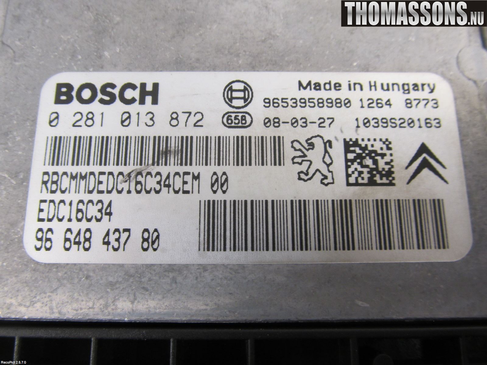 Citroen C5 08-17 Styrenhet Insprut Bensin