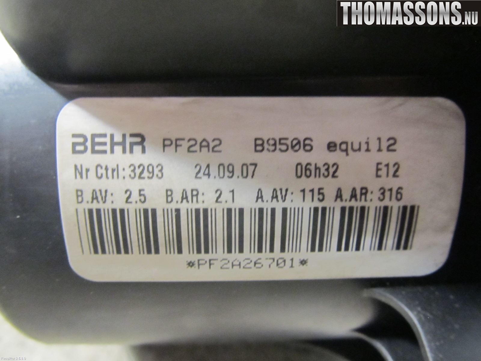 Peugeot 307     05-08 Värmefläkt