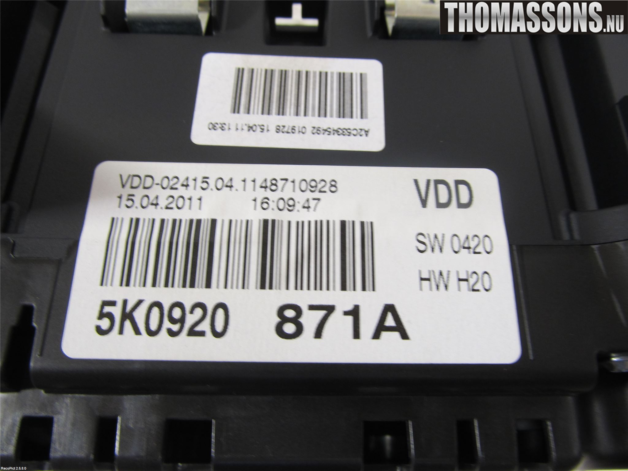 Volkswagen VW GOLF VI 09-13 Instrument Komb